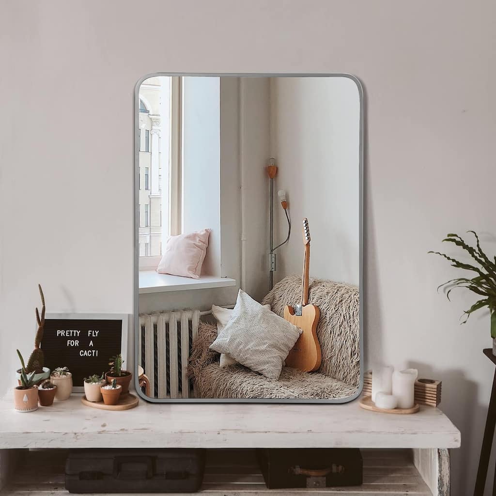 24x32 Inch Metal Framed Rectangular Bathrrom Mirror For Wall