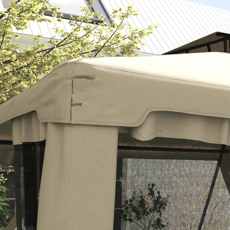 9.6' x 11.6' Patio Gazebo with 2-Tier Roof and Netting