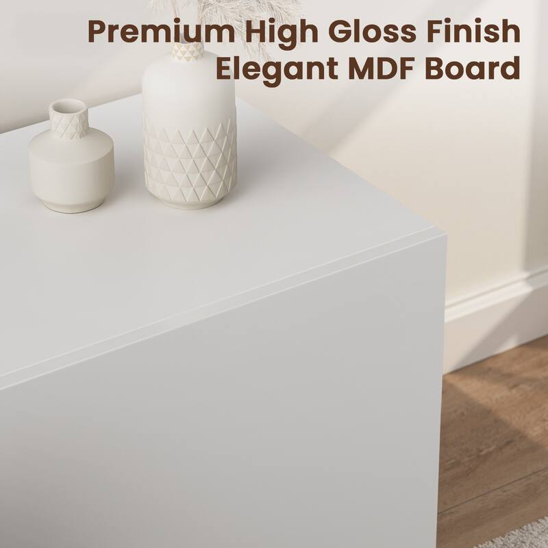 Meyreso 70.8" High Gloss TV Stand with LED Lights and Storage Drawers - 70 inches