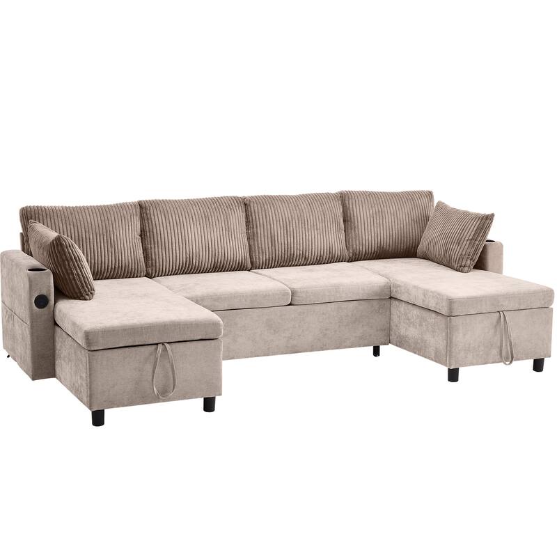 111.8 inch Sectional Sofa Pull-out Sofa Bed