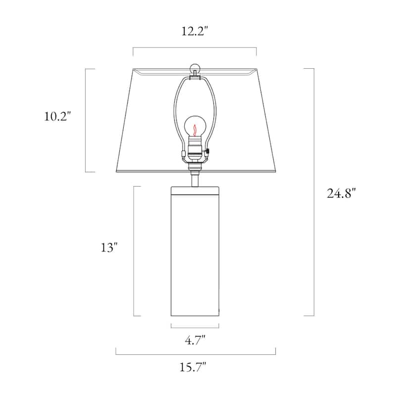 Modern Cylindrical Column Metal Table Lamp 24.8-inch in Black - L 15.7" x H 24.8"