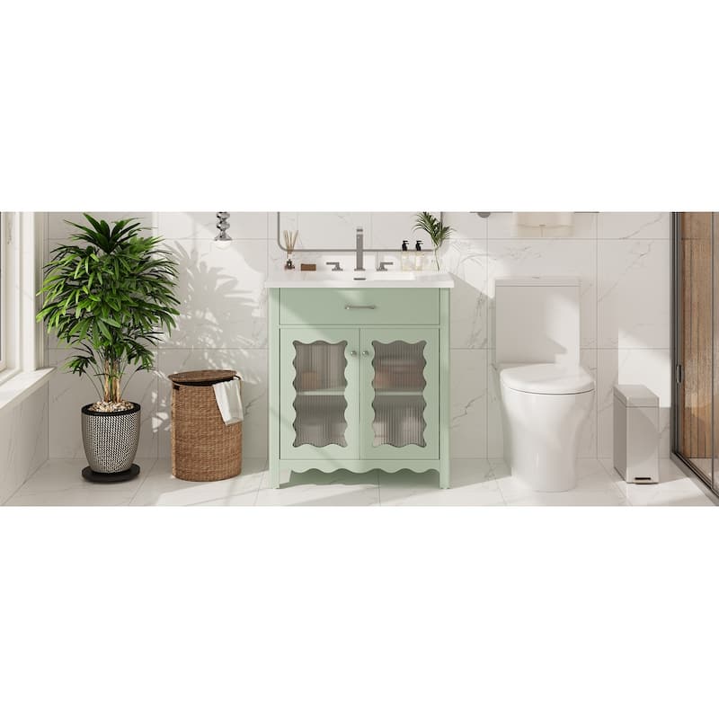 Bathroom Vanity with Tempered Glass