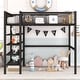 preview thumbnail 2 of 34, Full Size Metal Loft Bed with 4-Tier Shelves and Storage, Black