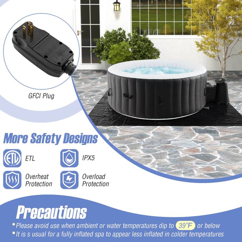 Costway 80" Round SPA Pool Inflatable Hot Tub with 130 Air Jets - See Details