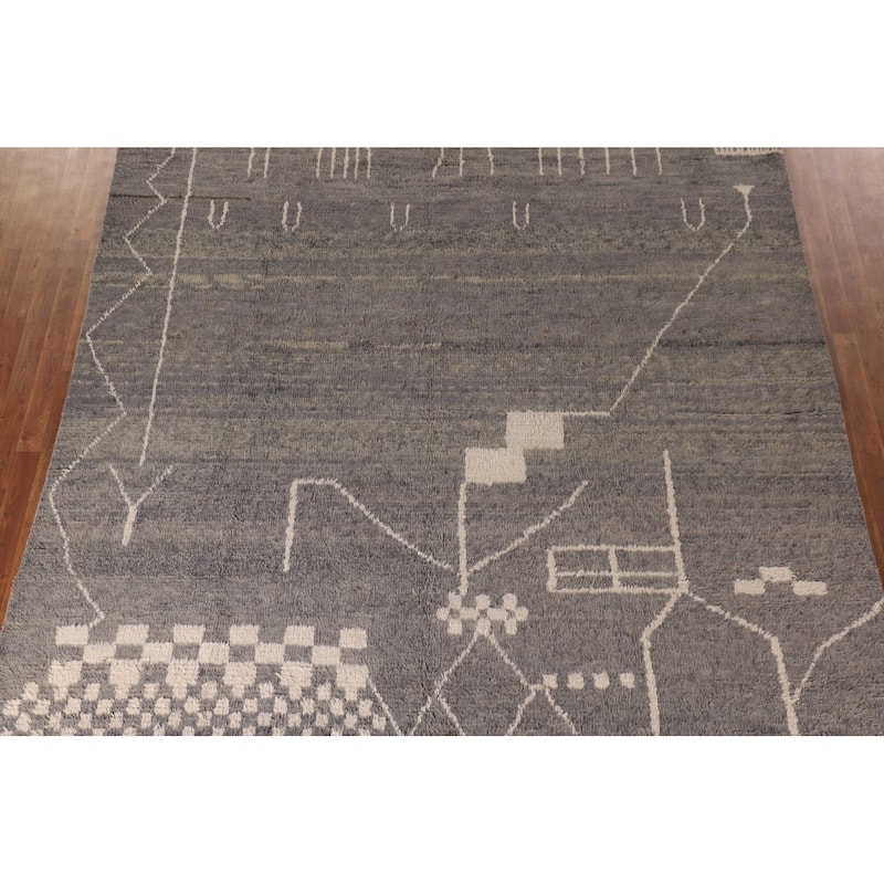Moroccan Style Area Rug Handmade Wool Carpet - 8'11" x 12'9"