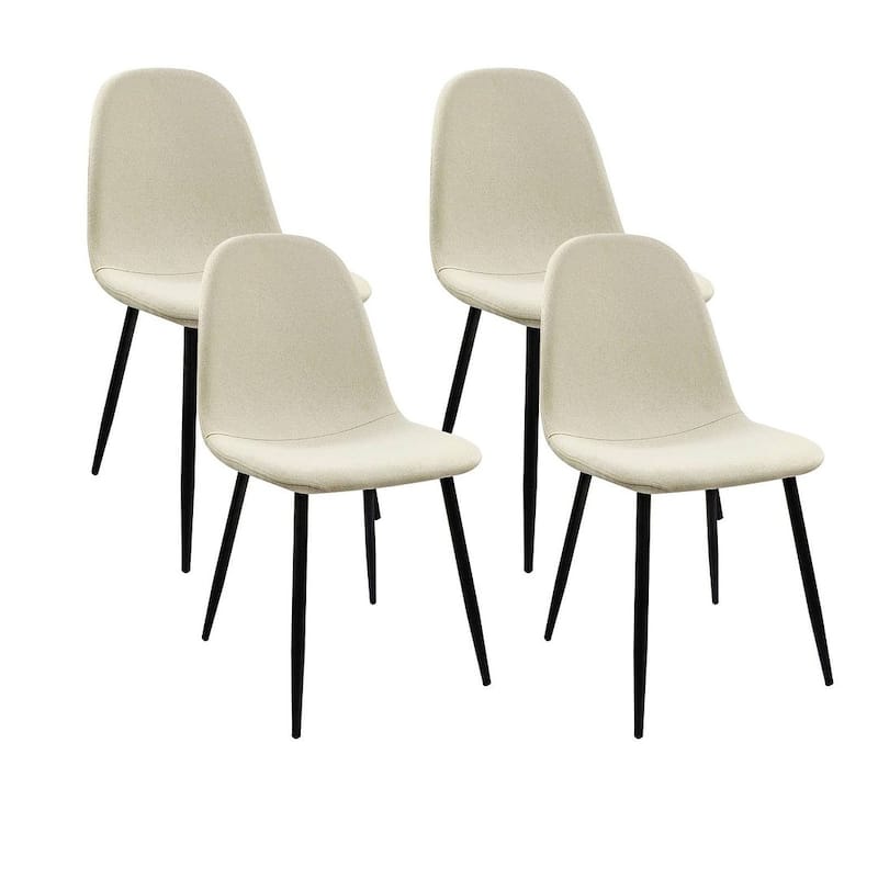 Modern Linen Upholstered Dining Chairs Set of 4
