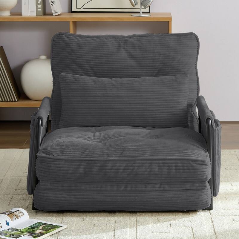 Mixoy Muti-Functional Folding Futon Floor Sofa Bed,Single Lazy Sofa with Pillows,6 Position Adjustable Backrest