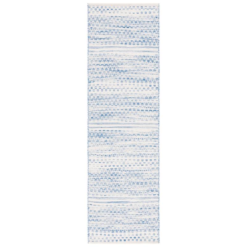 SAFAVIEH Handmade Kilim Gilberte Boho Geometric Wool Rug - 2'3" x 8' Runner - Ivory/Blue