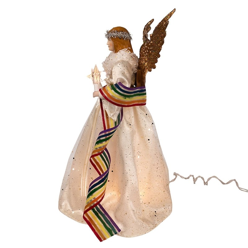 Kurt Adler 14-Inch 10-Light Pride Angel Tree Topper - Multi