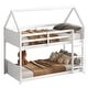 preview thumbnail 3 of 18, Twin Over Twin House Floor Bunk Bed with Headboards, Footboards and Guardrails, Ladder