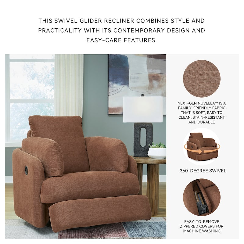 Signature Design by Ashley Modmax Brown Swivel Glider Recliner