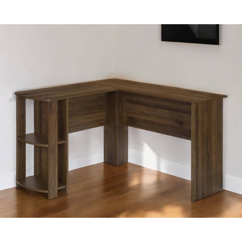HomeRoots 47" Brown Wood L Shape Computer Desk - Brown