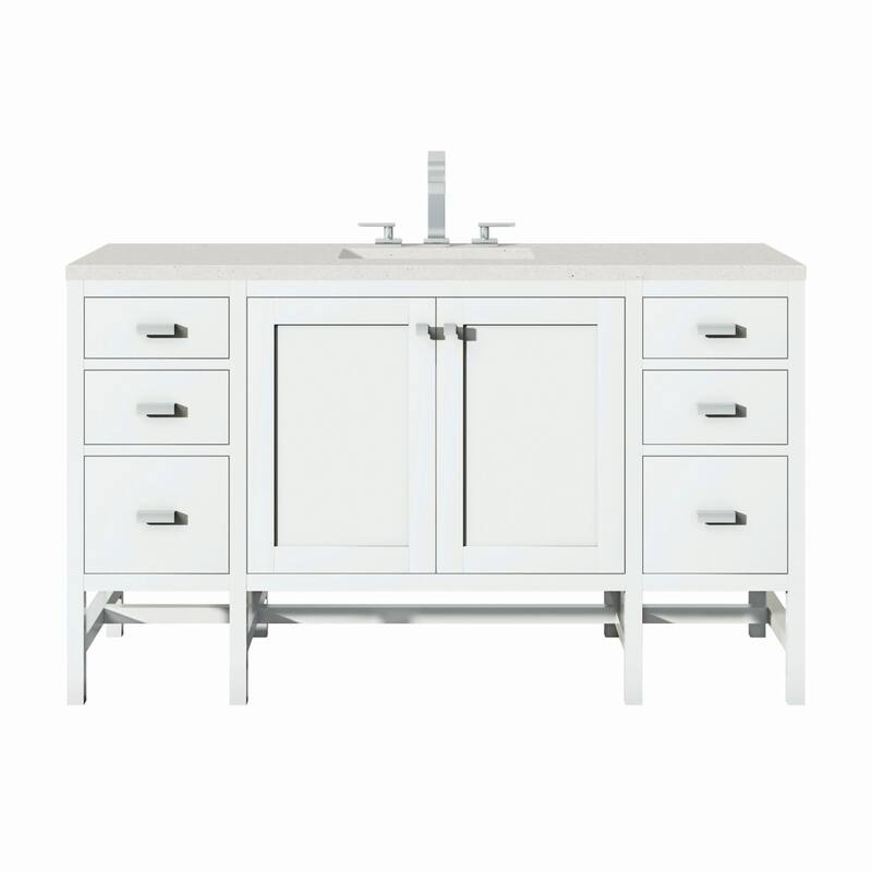 James Martin Vanities E444-V60S-3LDL Addison 60" Single Basin Wood - Glossy White - Painted