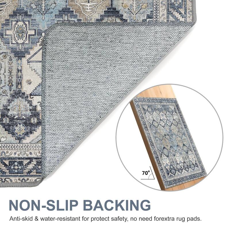 Mcow EverEase Collection Low Pile Machine Washable Non-Slip Area Rug
