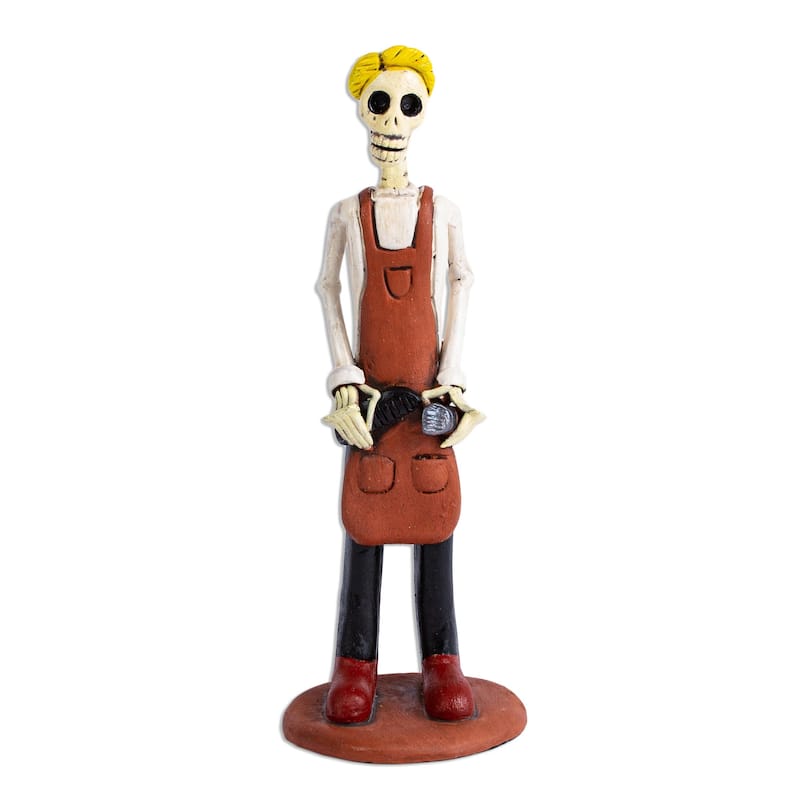 Novica Handmade Barber Catrin Ceramic Sculpture