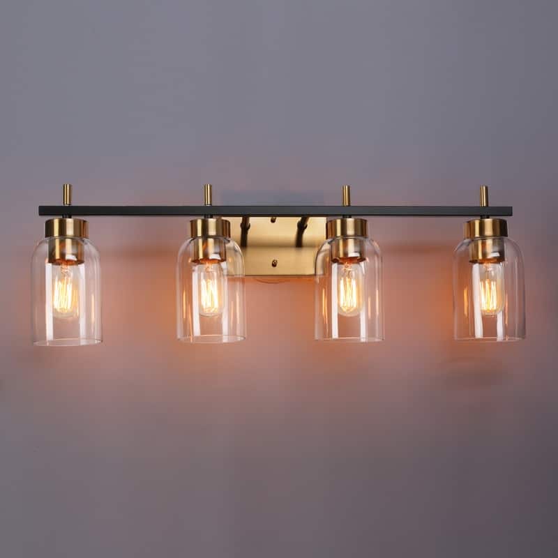 Modern Black Gold 2/3-Light Bathroom Vanity Lights Linear Wall Sconces for Powder Room