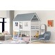 preview thumbnail 3 of 7, Low Twin over Twin Bunk Beds with Roof and Fence-Shaped Guardrail - Safe and Stylish