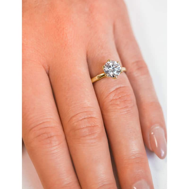 Kobelli 2 Carat Lab Grown Diamond Certified 14k Solid Gold Solitaire Comfort Fit Tulip Kyoto Engagement Ring (EF/VS)