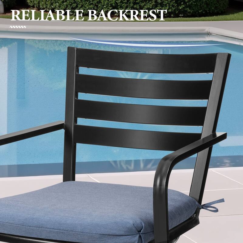 Outdoor Indoor Patio Aluminum Swivel Bar Stools Set with Sunbrella Cushions