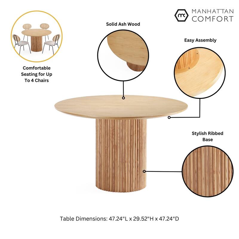 Manhattan Comfort Hathaway Modern 47.24 Solid Wood Round Dining Table