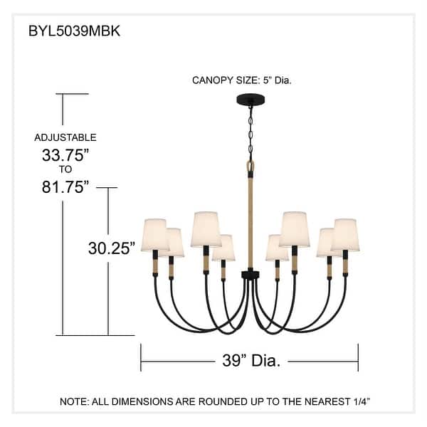 Bayside 8-Light Matte Black Chandelier
