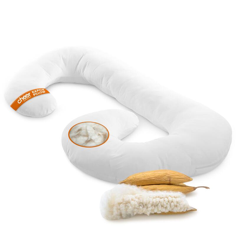 Cheer Collection J-Shape Kapok Pregnancy Body Pillow with Washable Cover - Medium - Specialty