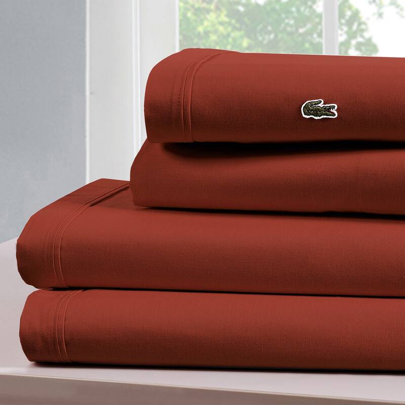 Lacoste Percale Cotton Solid Sheet Set