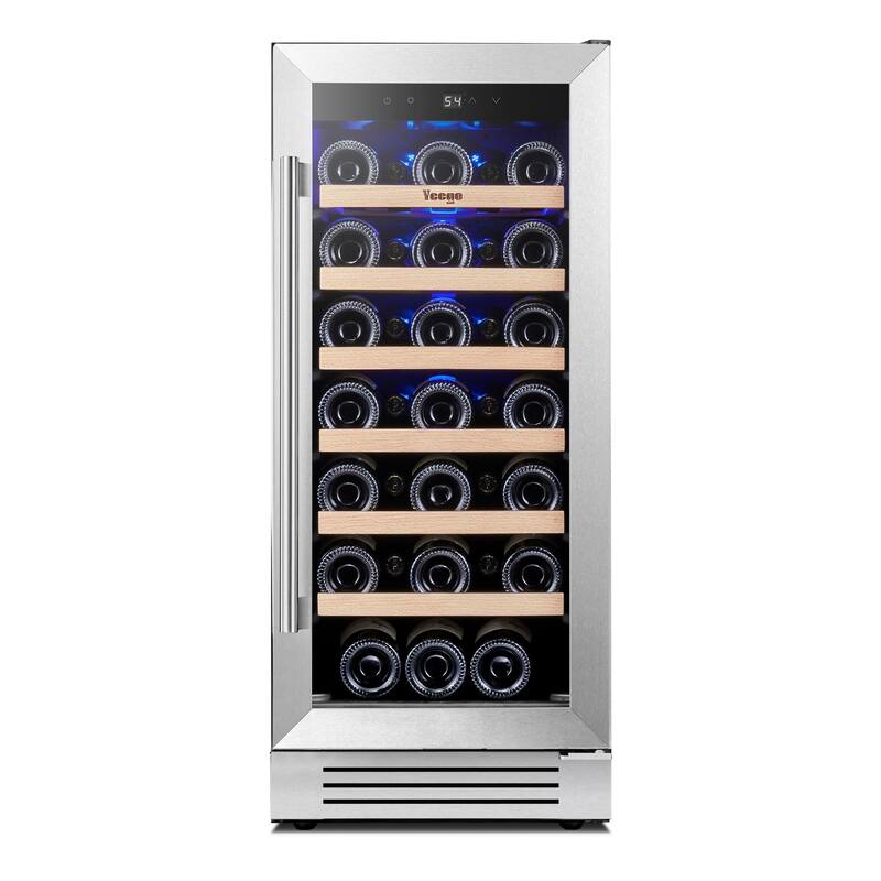 Yeego 14.8 in.33-Bottle Single Zone Wine Cooler Refrigerator Fridge with Built-In/Freestanding Design - Right Handle