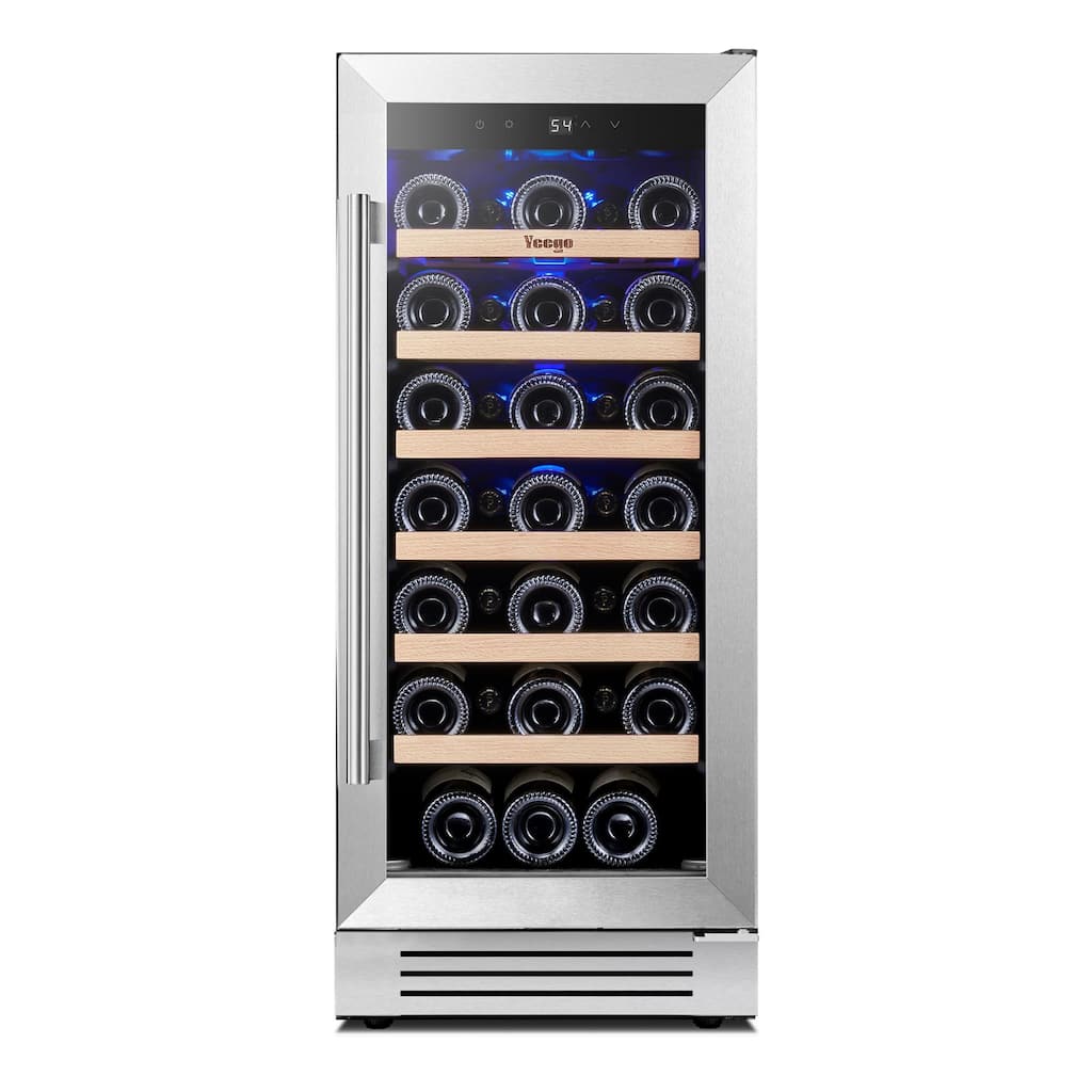 Yeego 14.8 in.33-Bottle Single Zone Wine Cooler Refrigerator Fridge with Built-In/Freestanding Design