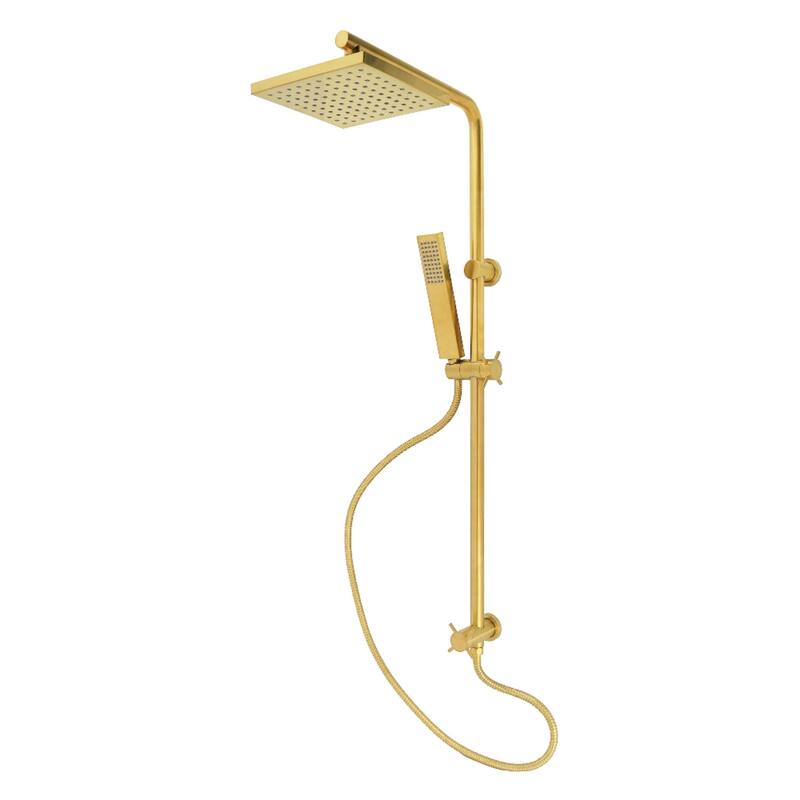 Kingston Brass Claremont Wall Mount Rain Drop Shower System with Hand Shower - Brushed Brass