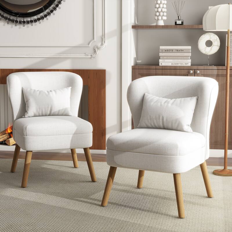 2SET Mid Century Linen Accent Chair
