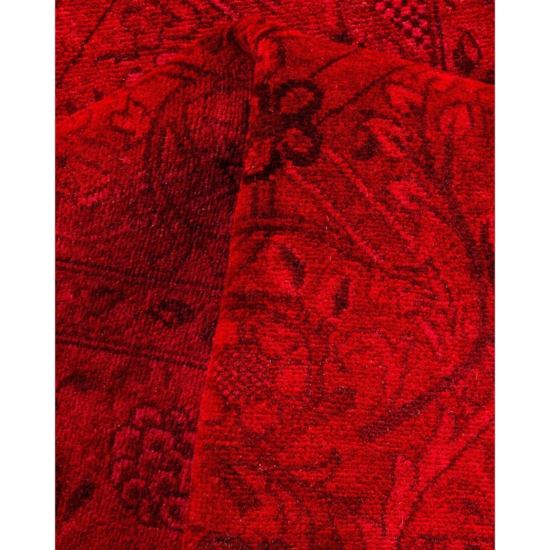 Fine Vibrance, One-of-a-Kind Hand-Knotted Area Rug - Red, 2' 7" x 9' 10" - 2' 7" x 9' 10"