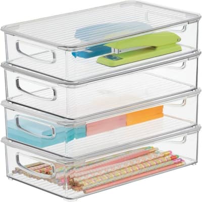 Plastic Storage Bin Box Container with Lid 4 Pack