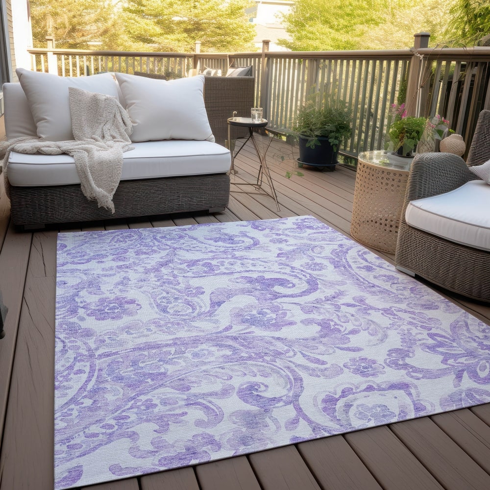 Machine Washable Indoor/ Outdoor Chantille Traditional Scroll Rug