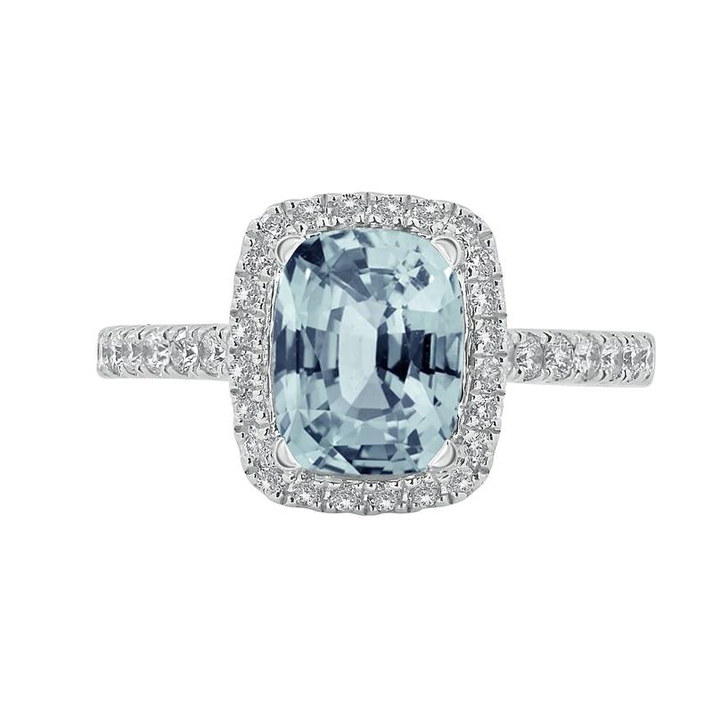 Auriya 1 1/8ct Cushion-cut Aquamarine and Halo Diamond Engagement Ring 3/8ctw 14k Gold