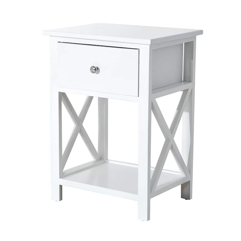 HomCom Wood X-side End Table - 15.5"L X 12"W X 22"H