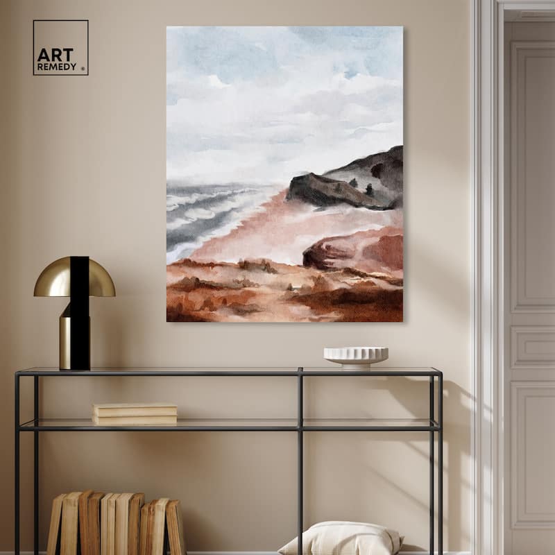 Art Remedy Close To The Harbour Gallery Wrapped Landscape 1 Piece Canvas Wall Art Watercolor Style