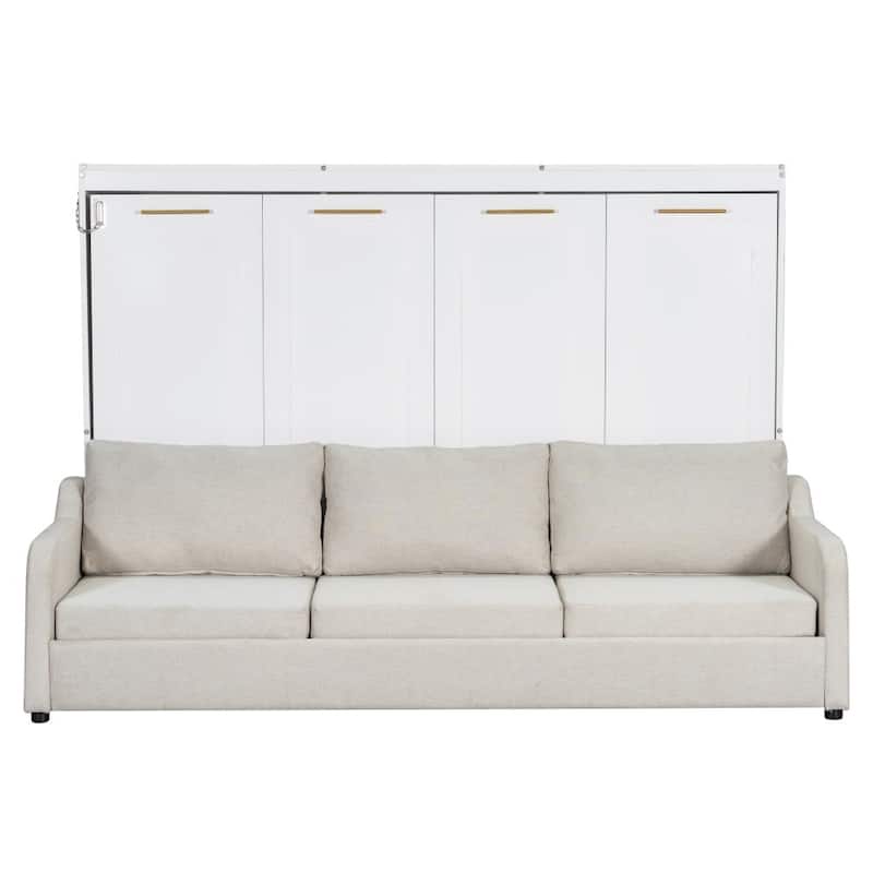 Modern Murphy Cabinet Bed with Folding Sofa and LED Light