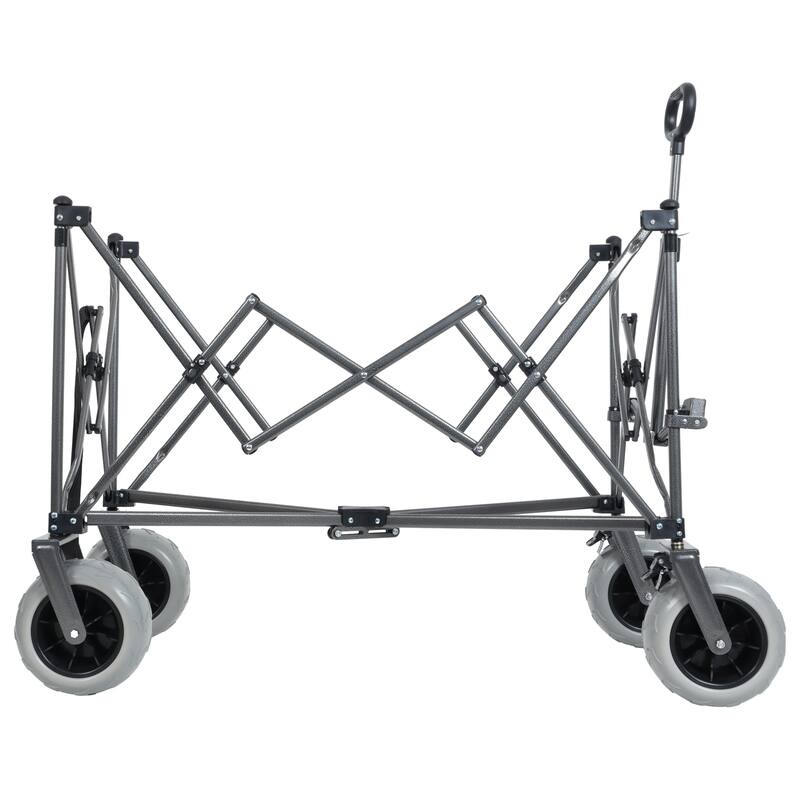 300L XL Heavy-Duty Folding Wagon Cart w/ Brakes,Pockets,Cup Holders