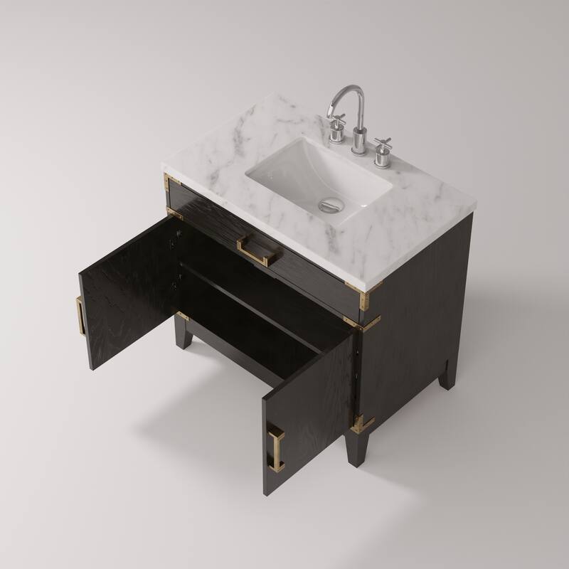 Laurel Bath Vanity Carrara Marble Top, Sink and Faucet