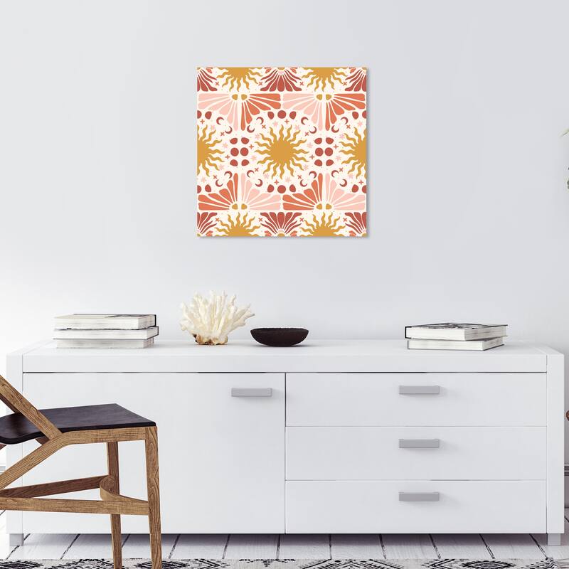 Wynwood Studio Canvas Abstract The Sun in Tune Pattern Yellow and Dark Yellow Modern & Contemporary Wall Art Canvas Print