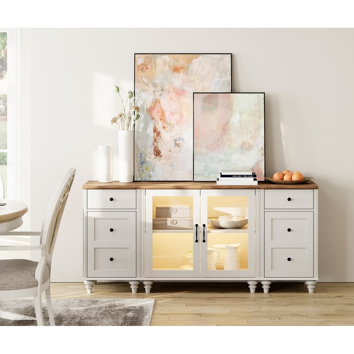 Side buffet table white sale