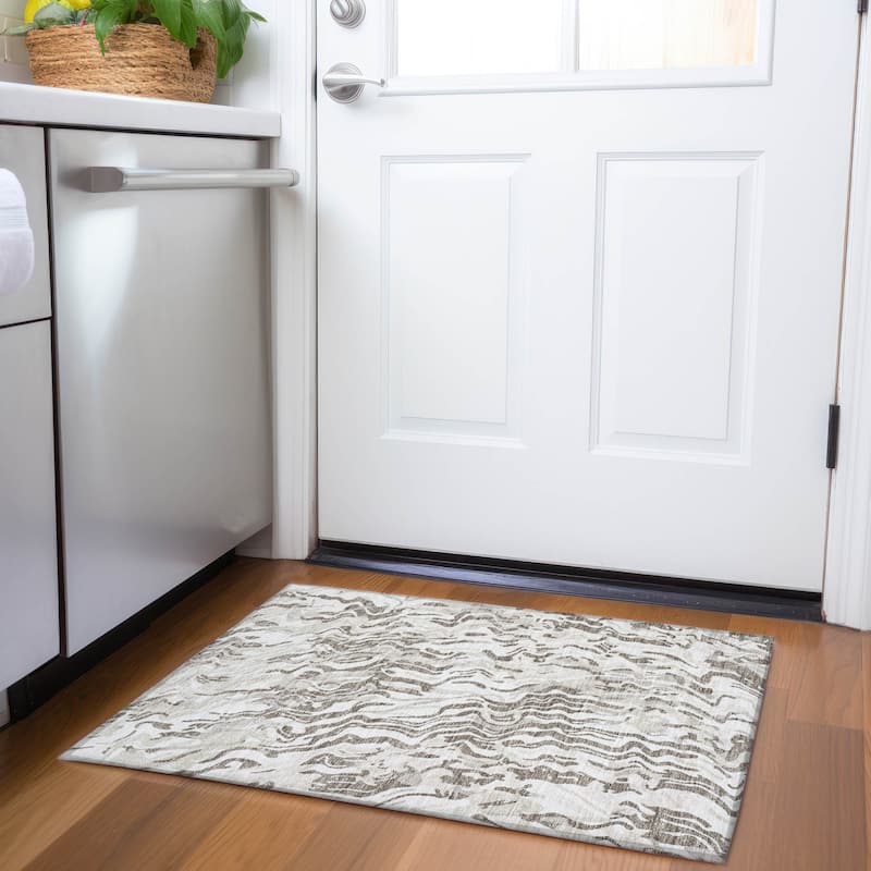 Premium Washable Super Soft Modern Contemporary Mayfield Rug - Ivory - 1'8" x 2'6"