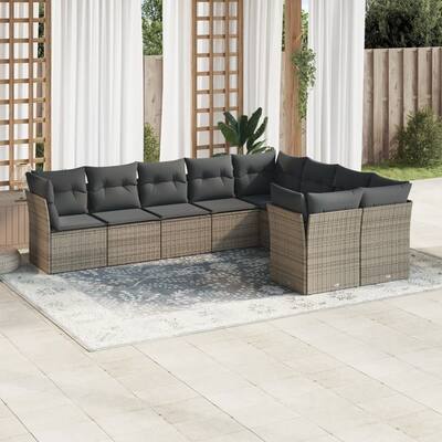 vidaXL Garden Sofa Set Grey PE Rattan Large Modular Garden Sofa Set - 24.4 x 24.4 x 27.2