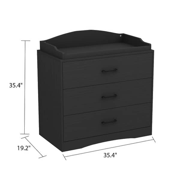 dimension image slide 1 of 3, Kerrogee 3-Drawer Dresser with Changing Table - Grey/White/Black