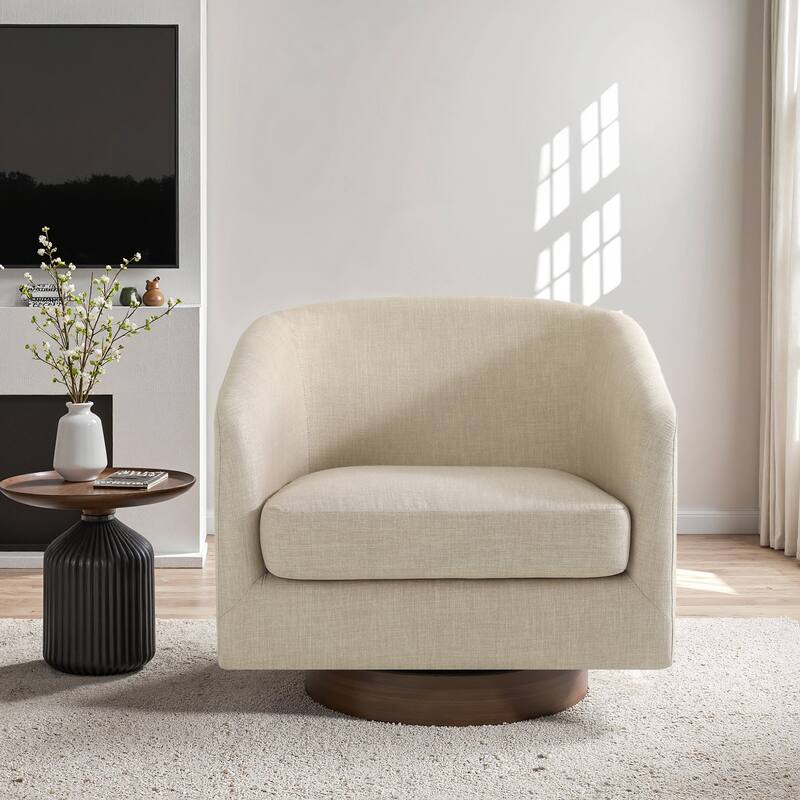 31.1'' W Modern Barrel Swivel Accent Chair