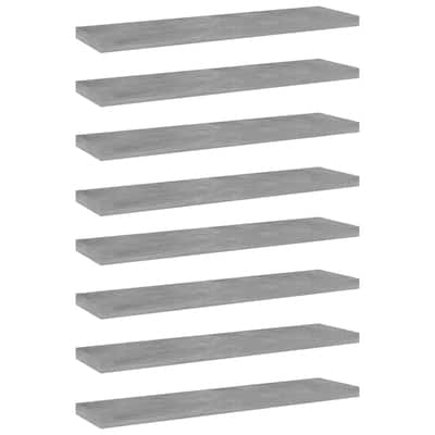 vidaXL Bookshelf Boards 8 pcs Concrete Gray 15.7"x3.9"x0.6" Chipboard