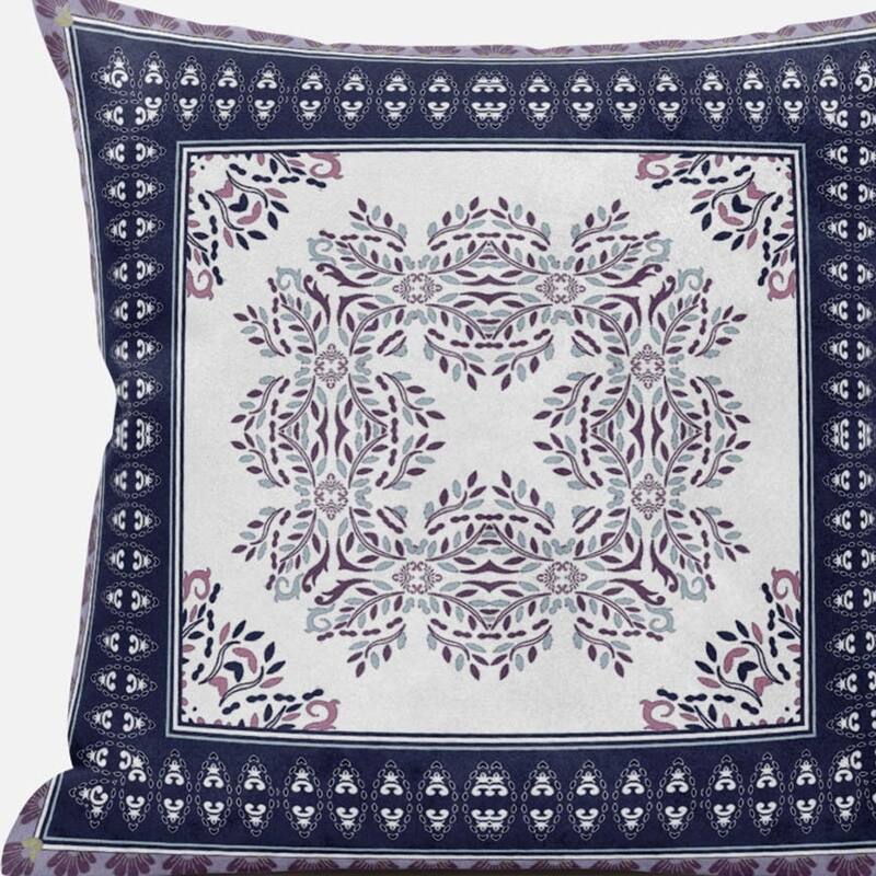 HomeRoots 20" X 20" Cream And Blue Blown Seam Geometric Indoor Outdoor Throw Pillow - 20.00' X '5.00' X '20.00