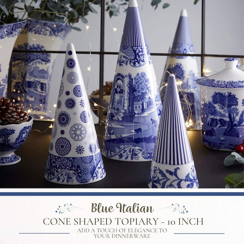 Spode Blue Italian Cone Shaped Topiary