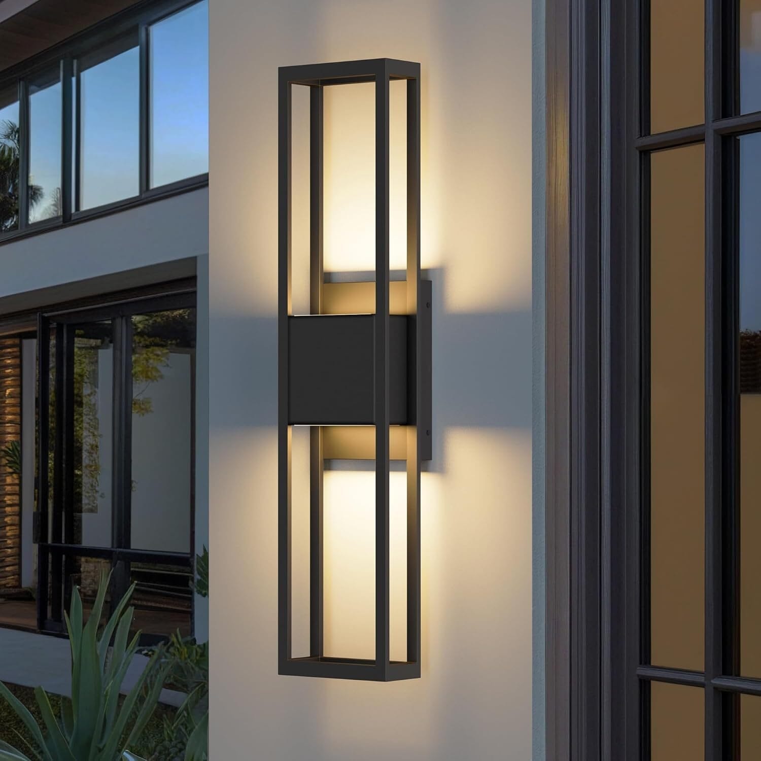 Modern Rectangle Matte Black LED Wall Sconce Outdoor Waterproof